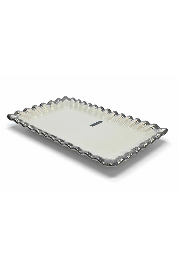 طبق تقديم مستطيل من الفضة ماركة صوفيا 36*21 - 1