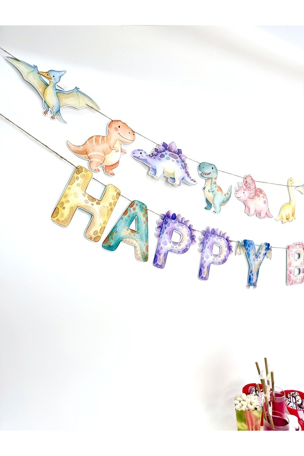 Dinosaur Banner – Dinosaur Figured Wall Decoration & Birthday Party Decor