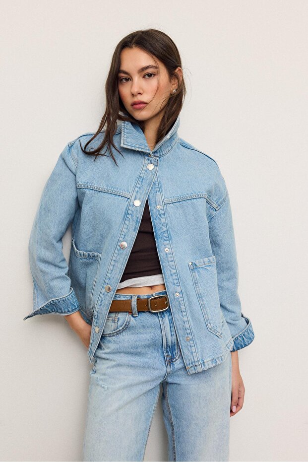 Cepli denim ceket - 1