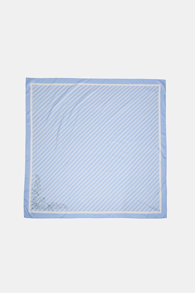 Diyagonal çizgili ve pullu fular - 1