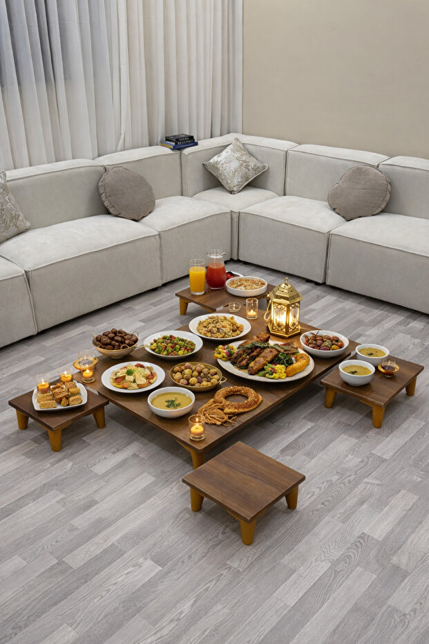 طقم طاولات ارضي مع 4 خدمة - 3