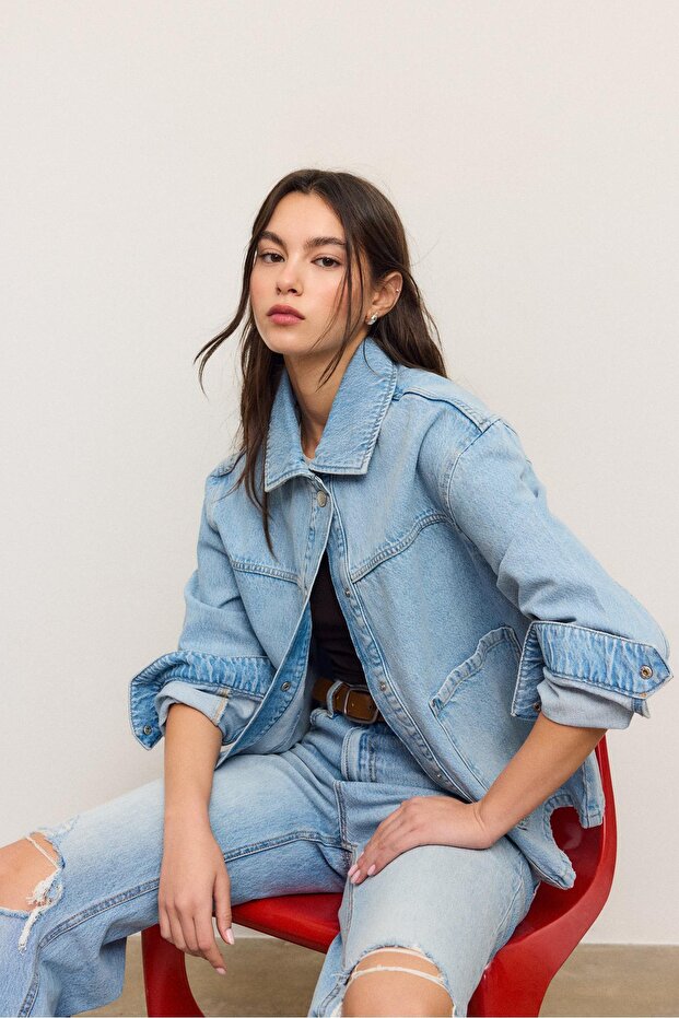 Cepli denim ceket - 2