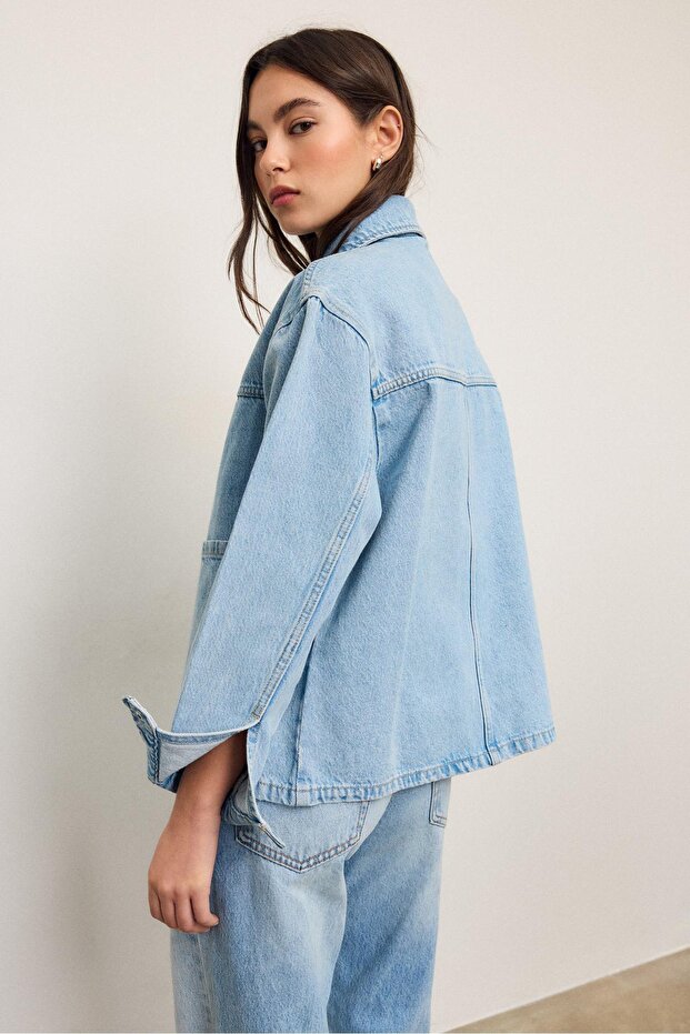 Cepli denim ceket - 5