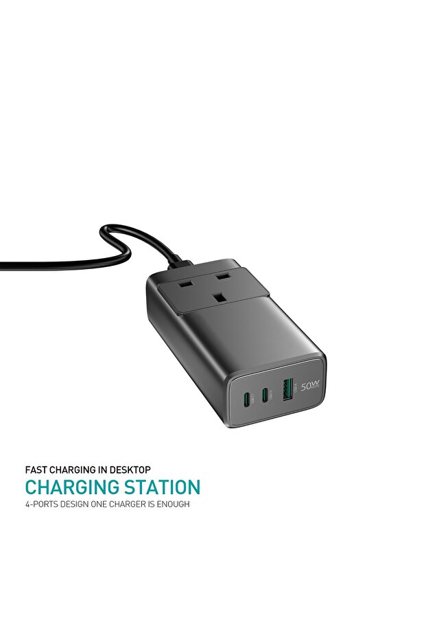 1 قطعة محول شحن سريع 50 واط مع منافذ USB-C و USB-A