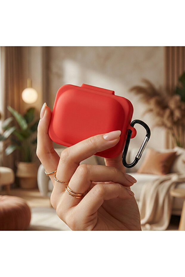 غطاء للأذن (A) مصنوع من السيليكون غير اللامع باللون الأحمر مع جهاز تعليق - 1