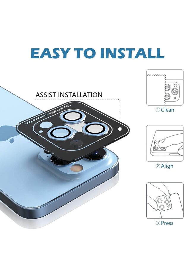 واقي عدسة كاميرا الهاتف المحمول لهاتف iPhone 13 Pro Max، أزرق - 4