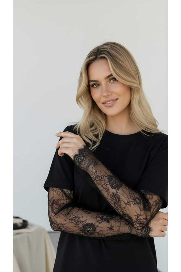 KOLU DANTELLİ TİŞÖRT - 8