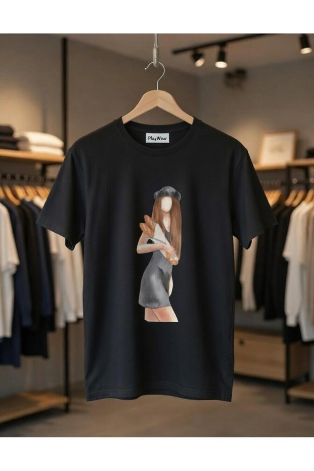 Unisex Comfortable Fit Women's Baguette Bread Printed T-Shirt
