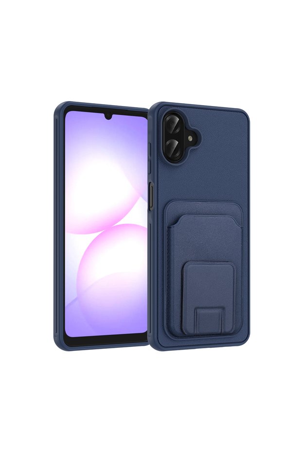 Galaxy A07 Case with Card Holder Tpu Tkng Bikart Cover - Navy Blue