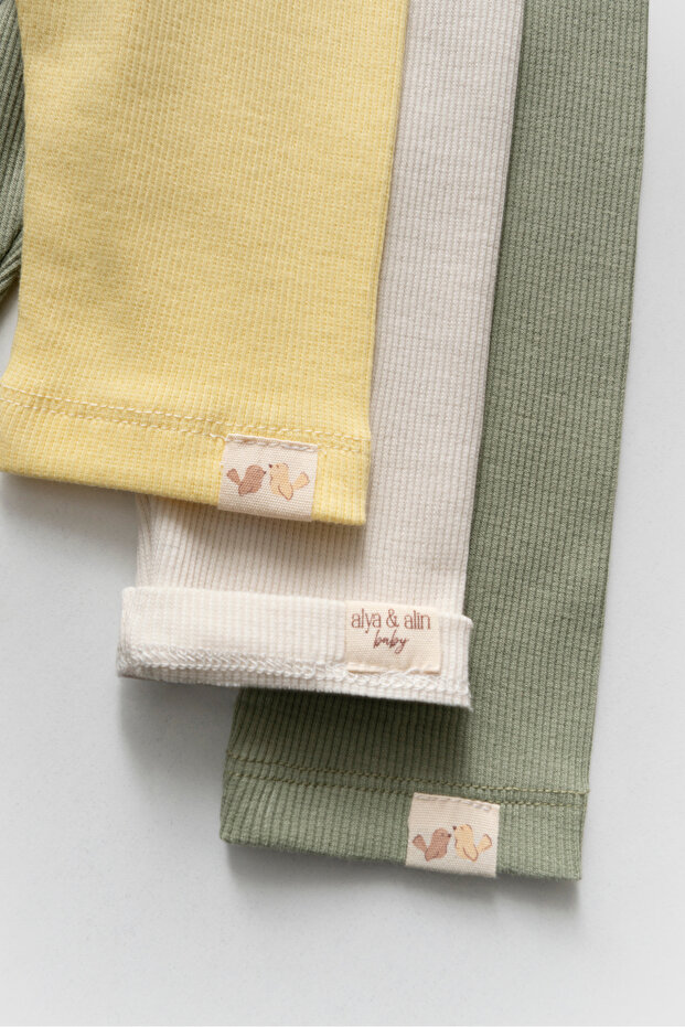 3-Piece Ribbed Flexible Baby Tights 0-2 Years
