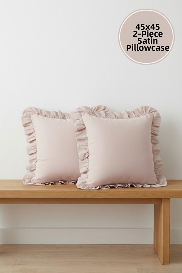 قطعتان من غطاء الوسادة المصنوع من القطن بنسبة 100%، مقاس 45x45 سم، بتصميم عصري مع سحاب مخفي
