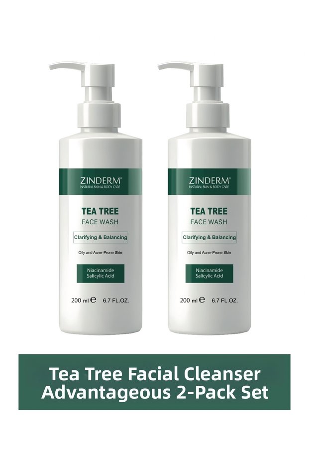 2-Pack Tea Tree Oil & Anti-Acne, Salicylic Acid Face Wash Gel | Facial Cleansing Gel 200 ml