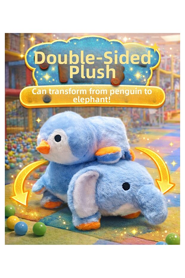 Plush Toy Double-Sided Penguin -Elephant, Frog Koala Plush Quality 25 cm