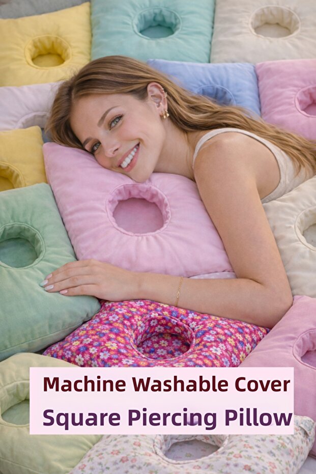 Kare Piercing Pillow – 100% Cotton, Sleeping Pillow with a Hole in the Center for Painful Ears