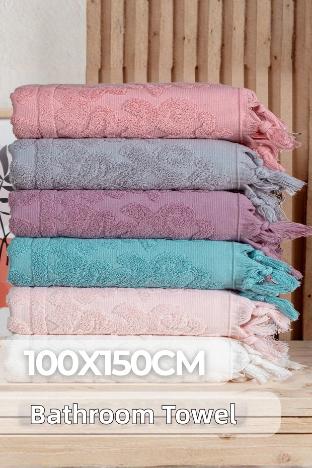 طقم مناشف حمام مكون من 6 قطع مقاس 100x150 سم