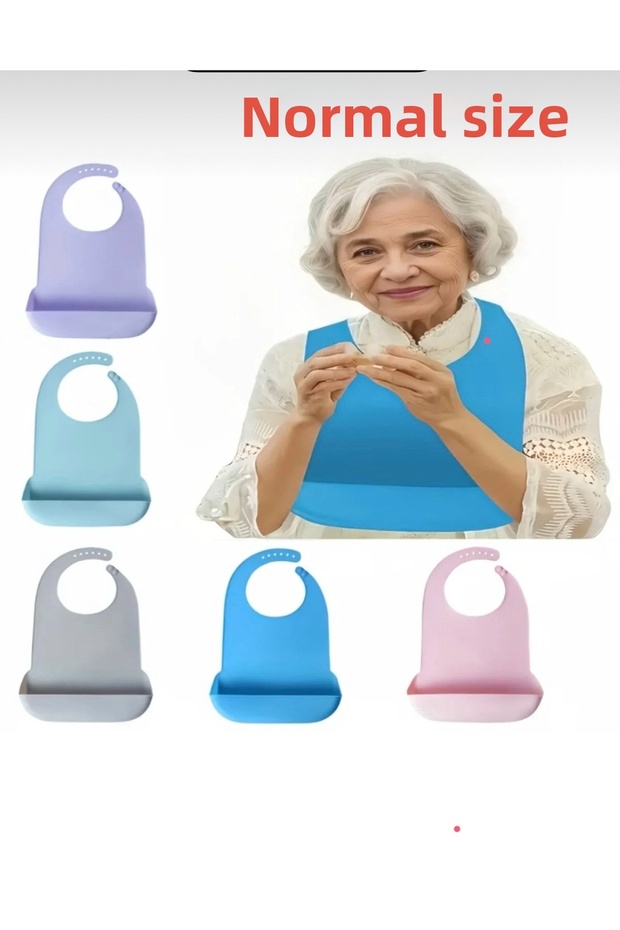 Liquid Waterproof Adjustable Washable Silicone Food Bib for Elderly Patients and People with Disabilities