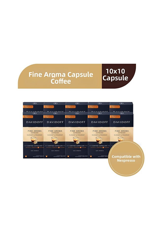 Fine Aroma Espresso Capsule Coffee 10X10 Pieces - Nespesso Compatible