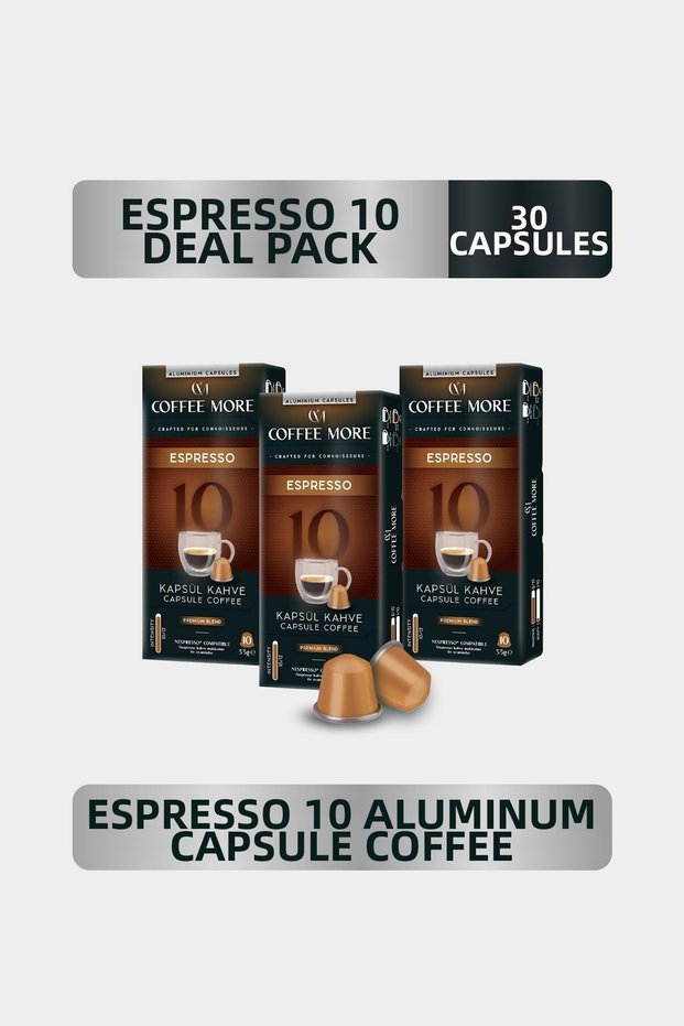 10 Espresso Capsule Coffee 10 X 3 Packs (30 Pieces) Nespresso Compatible