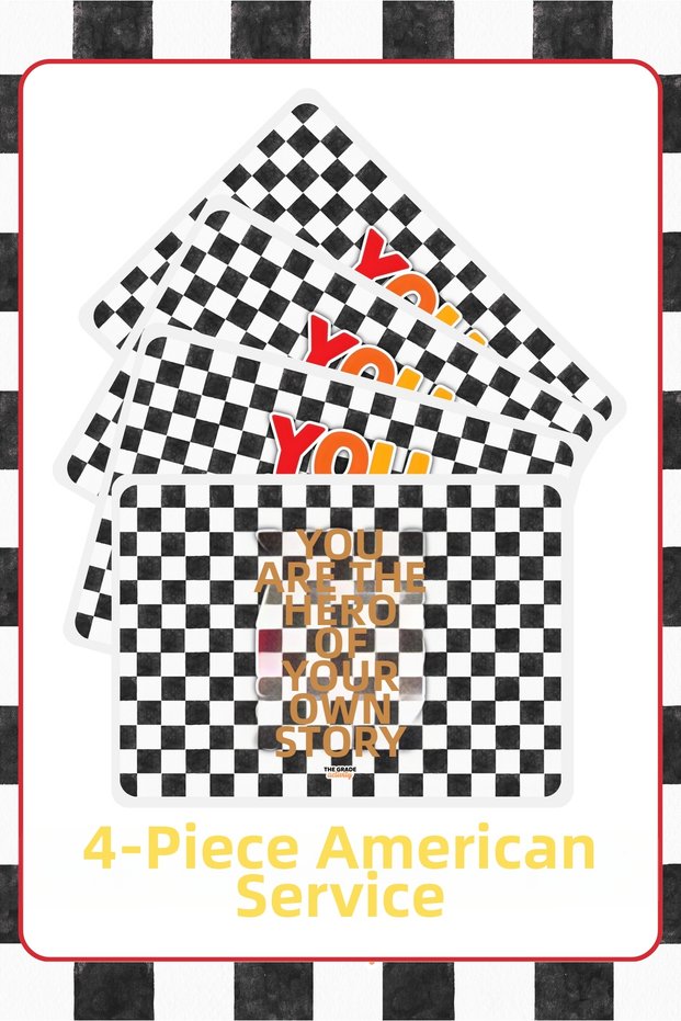 American Service Set of 4 Checkered Plate Mats Stain Resistant American Service Modern American Service