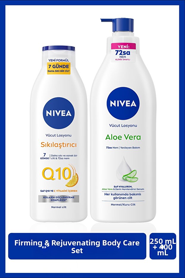 Q10 Firming Body Lotion 250ml and Aloe Vera Moisturizing Care Lotion 400ml, Soothing