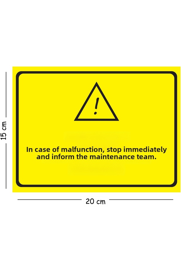 Metal Sign: Report Faults, Stop, Wait, Inform Maintenance and Repair Team, 15X20 cm Warning Work Safety Sign