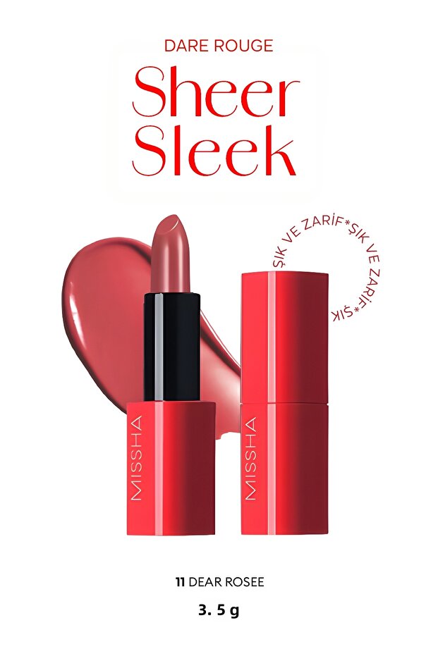 Intensely Pigmented Nourishing Moist Finish Lipstick Dare Rouge Sheer Sleek (11 Dear Rosee)