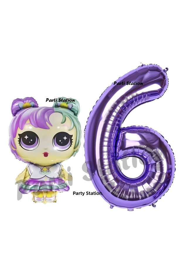 LOL Baby 6 Year Old Balloon and Purple Number Balloon Birthday Party Set