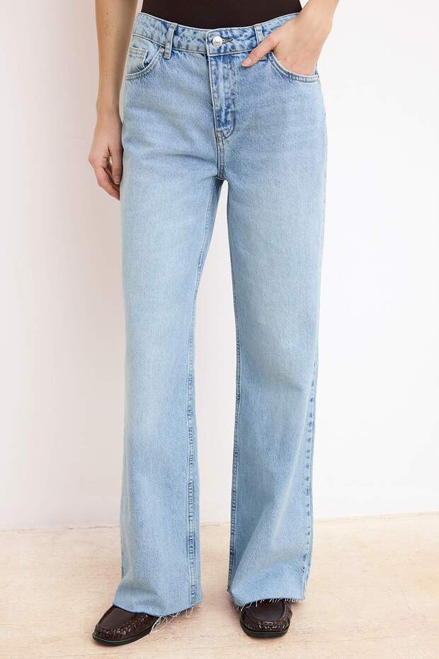 Mavi Yüksek Bel 100% Pamuk Wide Leg Geniş Paça Jeans TWOSS26JE00124 - 1