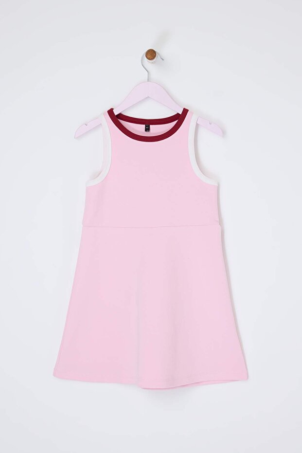 Pembe Kız Çocuk Kısa / Mini Düz Örme Elbise TKDSS26EL00006 - 2