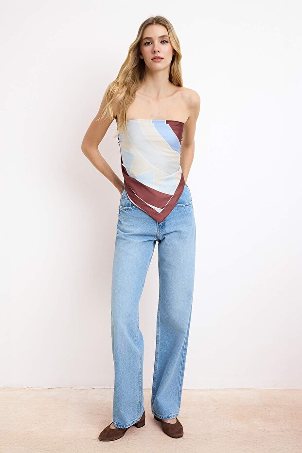 Mavi Yüksek Bel 100% Pamuk Wide Leg Jeans TWOSS26JE00142 - 1