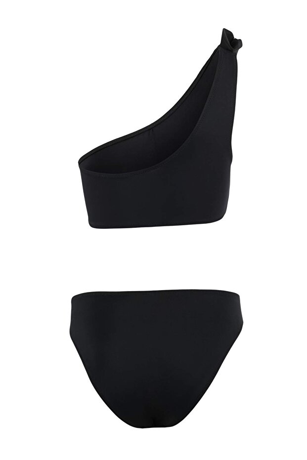 Siyah Tek Omuz Çiçek Aplikeli Regular Bikini Takımı TBESS25BT00079 - 6