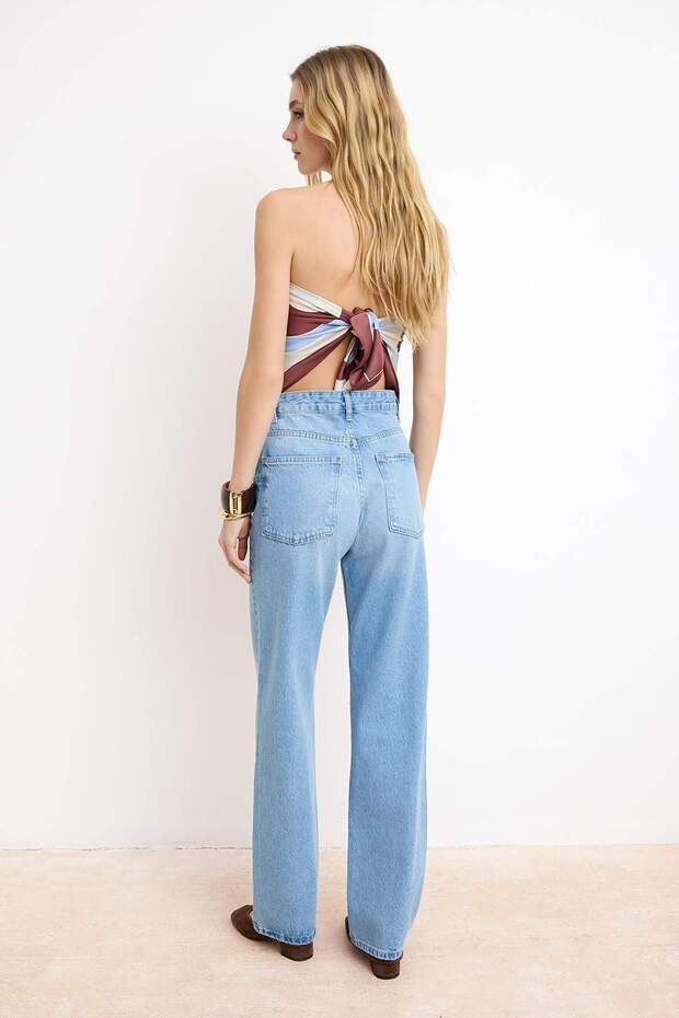 Mavi Yüksek Bel 100% Pamuk Wide Leg Jeans TWOSS26JE00142 - 4
