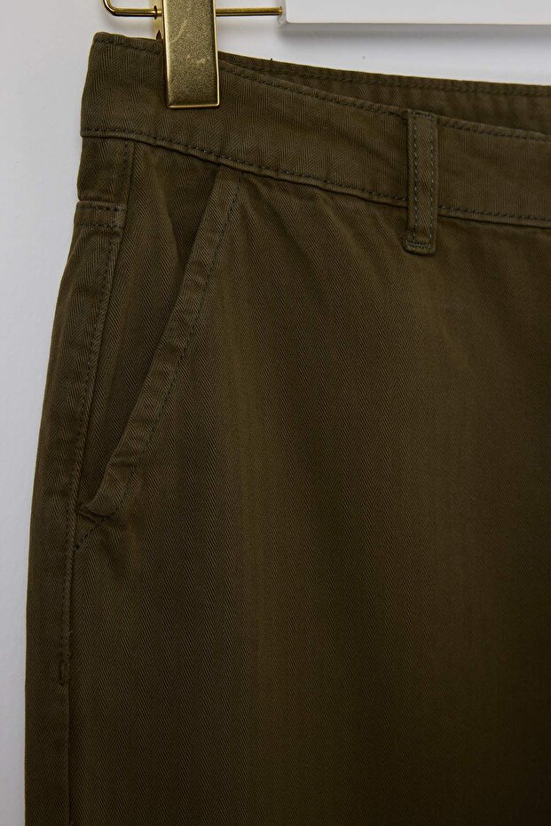 Haki DÖKÜMLÜ Yüksek Bel %100 Pamuk Wide Leg Jeans TWOSS26JE00014 - 7