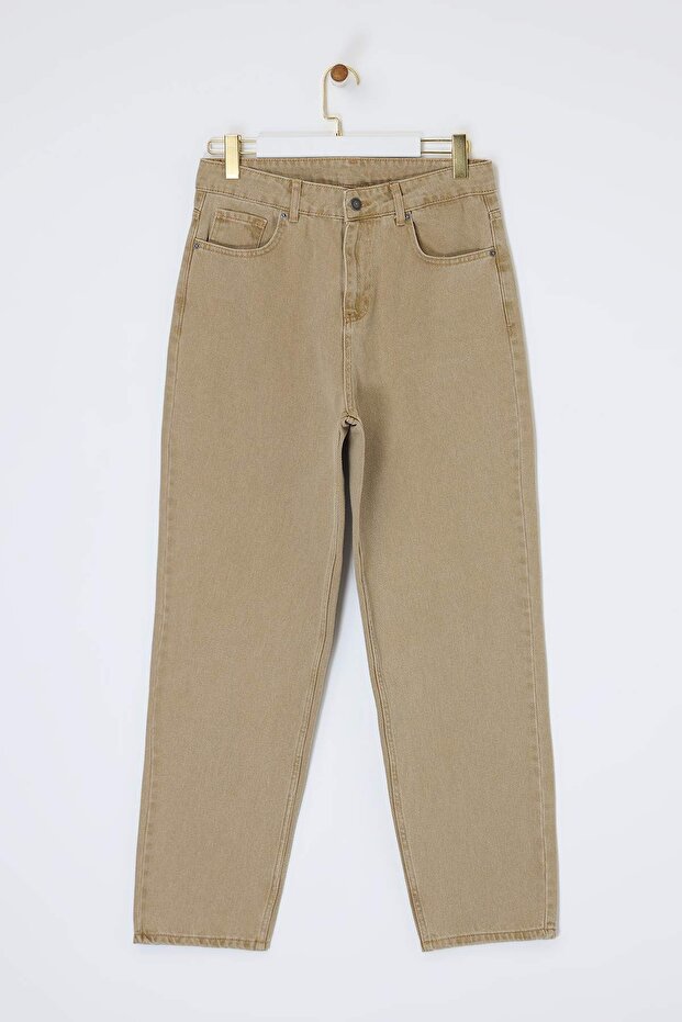 Bej Baggy/Geniş Kesim Bol Kot Pantolon Jeans TMNAW24JE00027 - 4