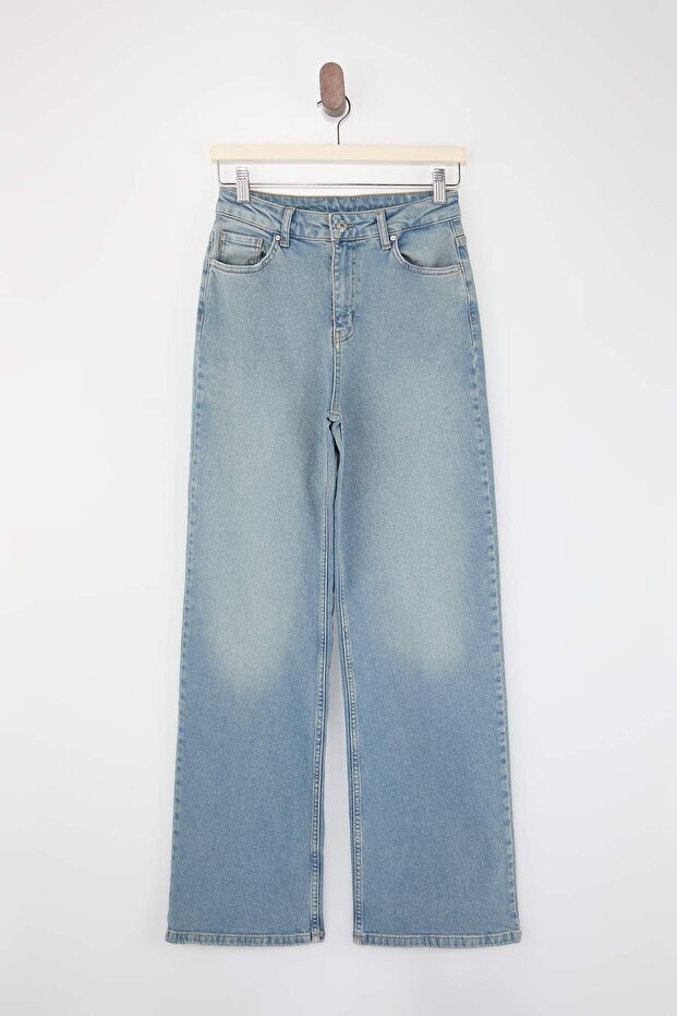 Mavi Yüksek Bel Orta Esnek Wide Leg Geniş Paça Jeans TWOSS26JE00118 - 5
