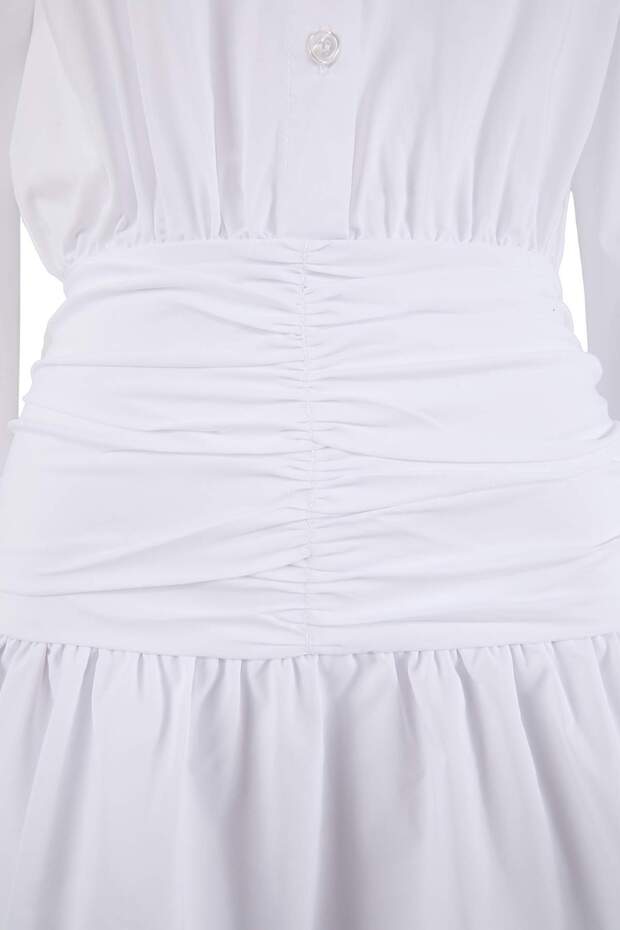 Ekru Bel Detaylı Mini Poplin Dokuma Elbise TWOSS26EL00118 - 5