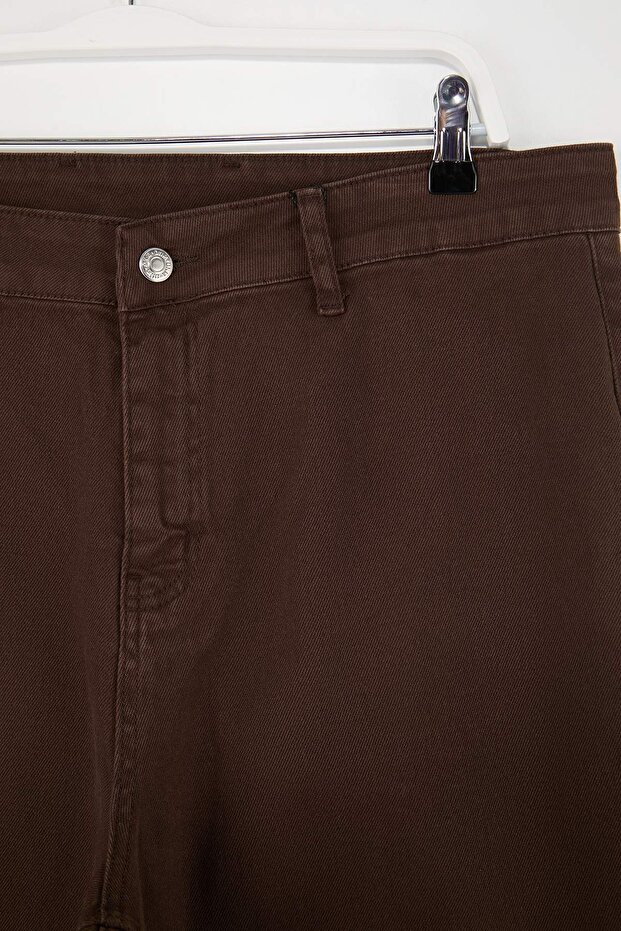 Wardrobe Essentials Kahverengi Yüksek Bel Straight Fit Comfort/Orta Esnek Jeans TBBSS26CJ00015 - 4