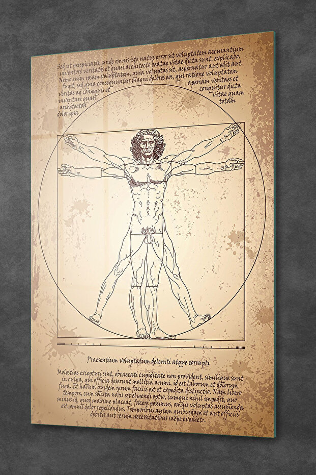 Davinci Vitruvius Adamı Cam Tablo - 2