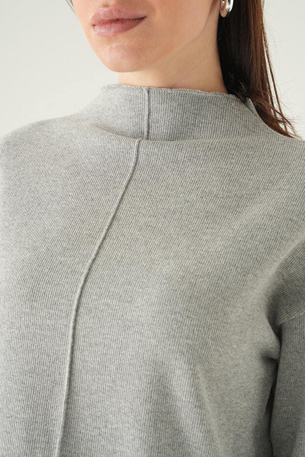 3096A تونيك برقبة دائرية باللون الرمادي - 4