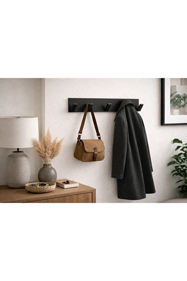 Modern Siyah 5'li Duvar Askılığı - 6