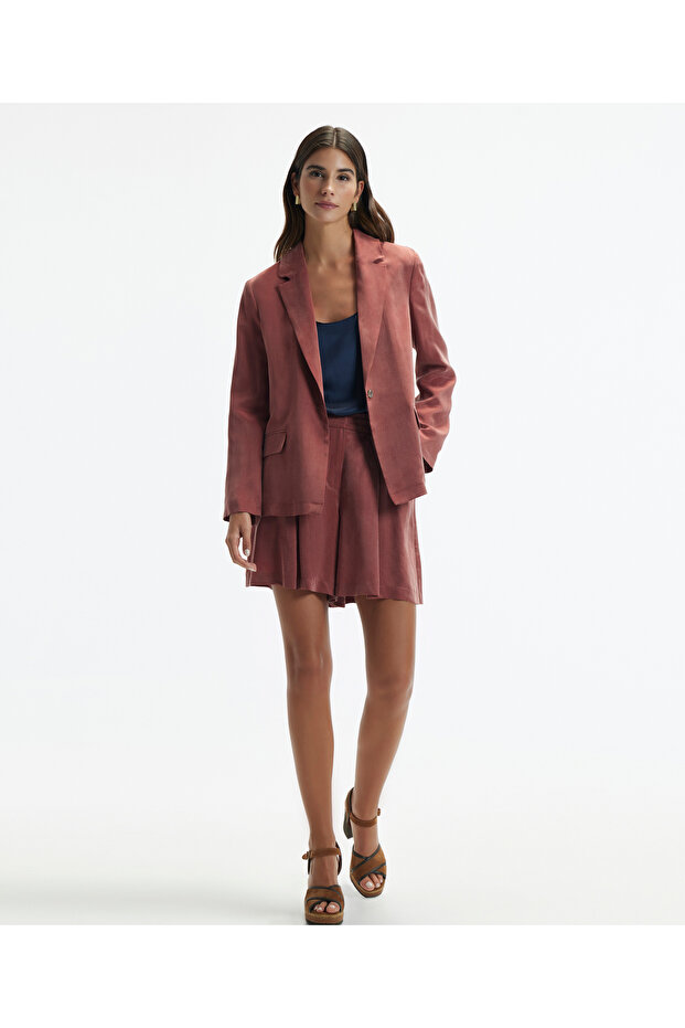 Single Button Long Sleeve Jacket - 1