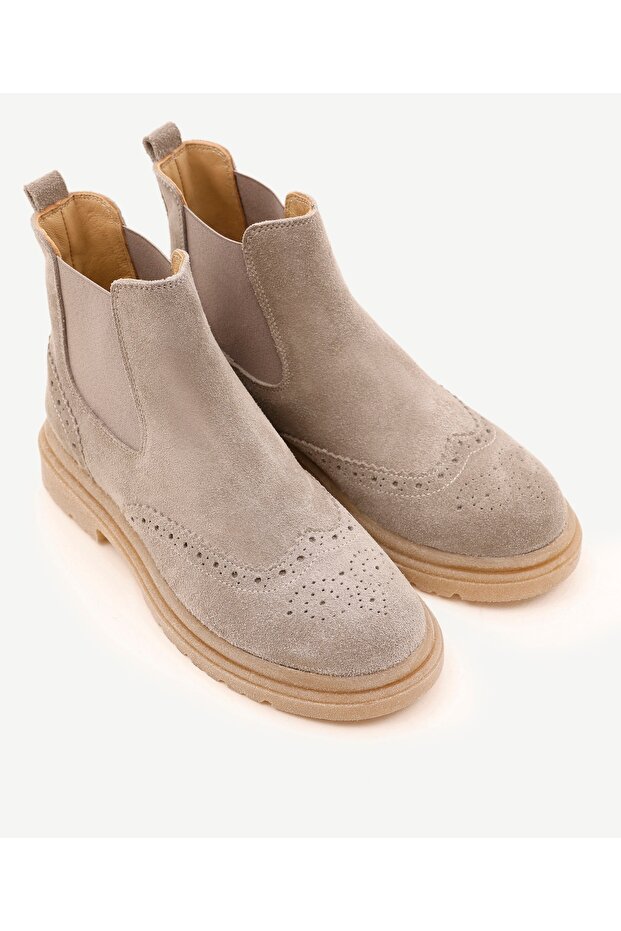 Lastikli Süet Deri Bot - 4