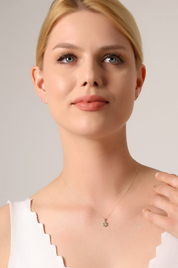 14 Ayar Altın Çiçek Kolye - 1