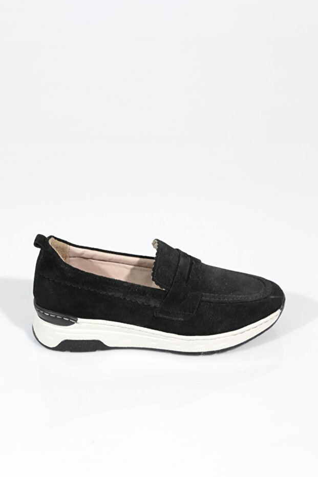 Black Suede Genuine Leather Comfortable Women's Shoes Dgn.P48-1512