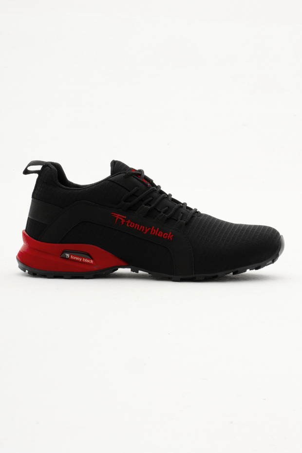 Unisex Black Red Comfortable Thermo Sole Lace-Up Sneaker