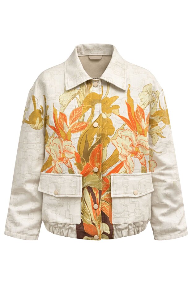 تصميم سترة بروكلين بومبر للنساء بنمط أوراق الشجر