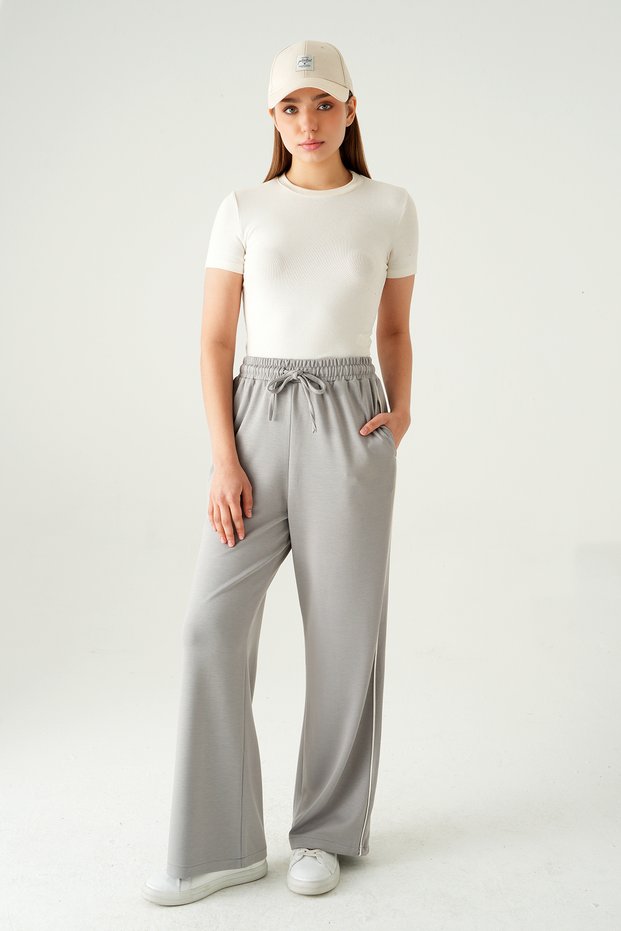 Gray Palazzo Striped Tracksuit 9212m