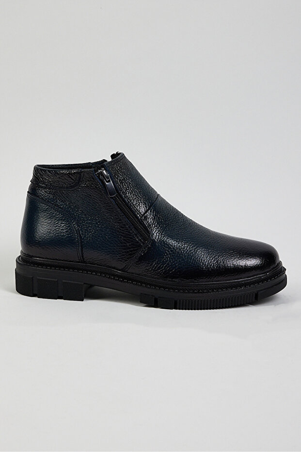 Men's Navy Blue Tonny Black Comfortable Fit Genuine Leather Zippered Men's Boots