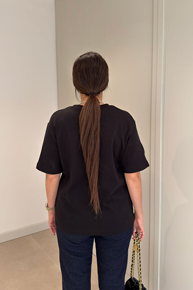 Tričko s krátkým rukávem Basic - ČERNÉ - 5