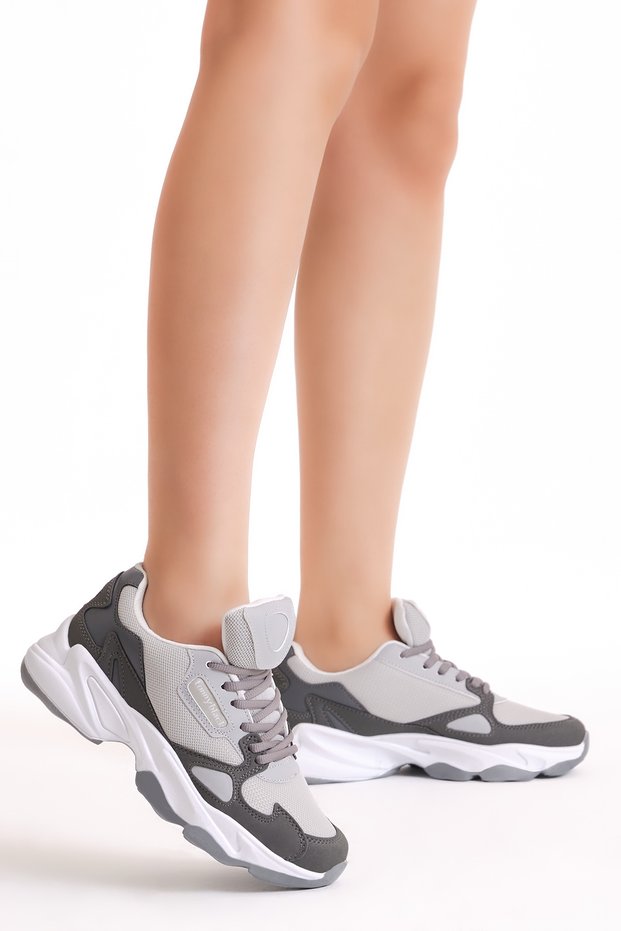 Unisex Smoked Comfortable Fit High Sole Lace-Up Sports Shoes